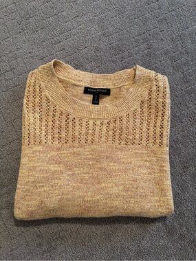 Banana Republic Light Yellow Heather Open-Stitch Knit Sweater